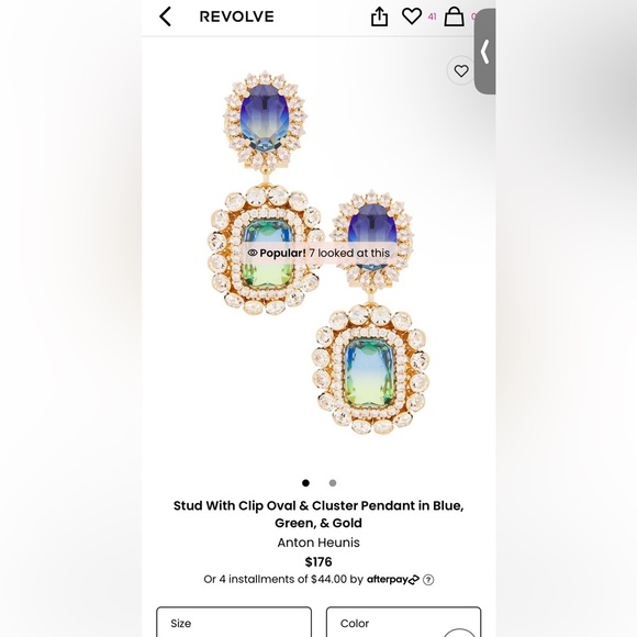 Stud With Clip Oval & Cluster Pendant in Blue, Green, & Gold Anton Heunis - Picture 2 of 5